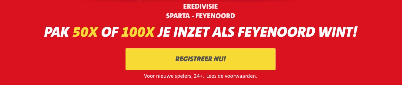 50 of 100x je inzet als Feyenoord wint van Sparta