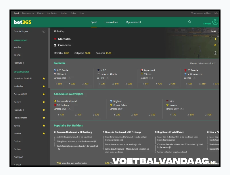 Bet365 Nederland homepage website screenshot