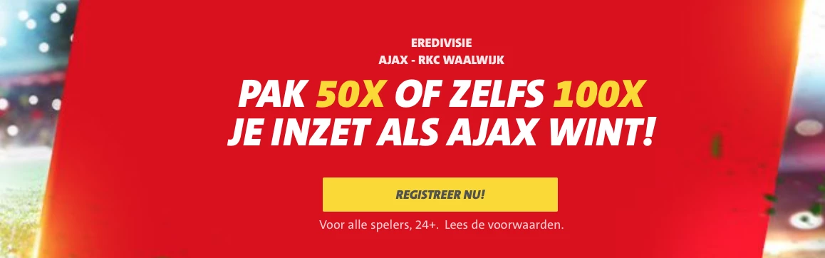 50 of 100 keer je inzet als Ajax wint van RKC