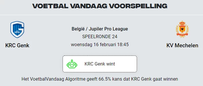Voorspelling KRC Genk KV Mechelen