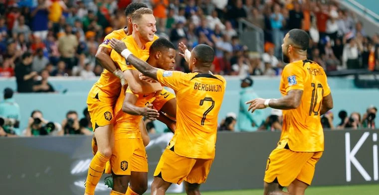 Oranje juicht nadat het heeft gescoord op het WK 2022