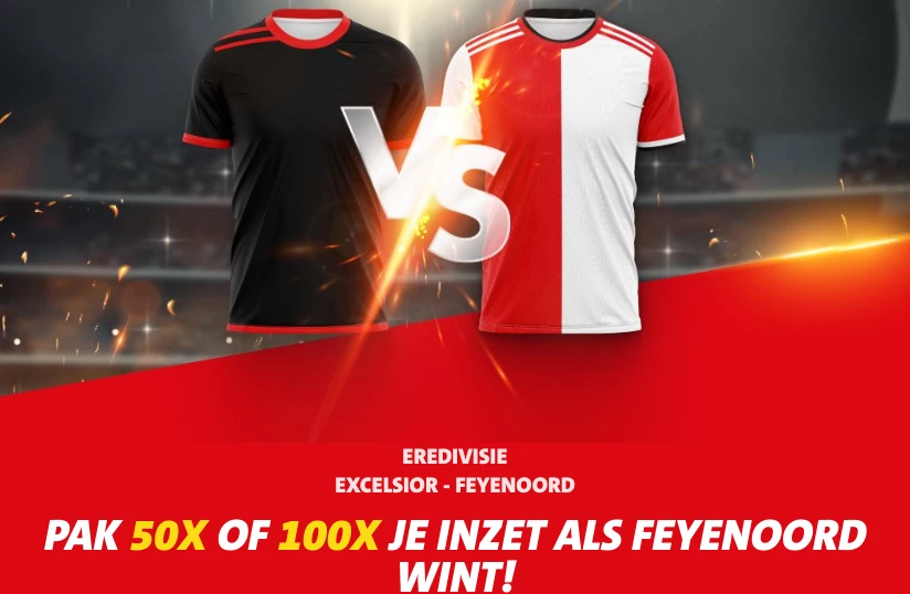 50 of 100x je inzet als Feyenoord wint van Excelsior