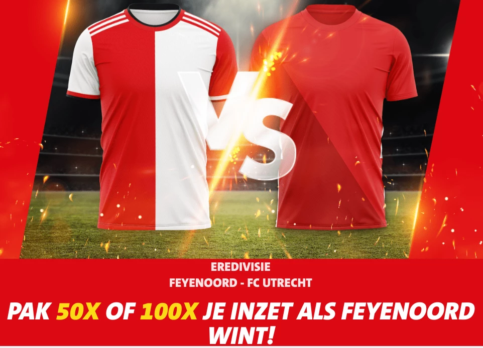 50 of 100x je inzet als Feyenoord wint van FC Utrecht