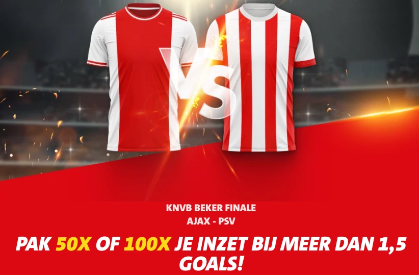 50 of 100x je inzet bij meer dan 1.5 goals bij Ajax - PSV