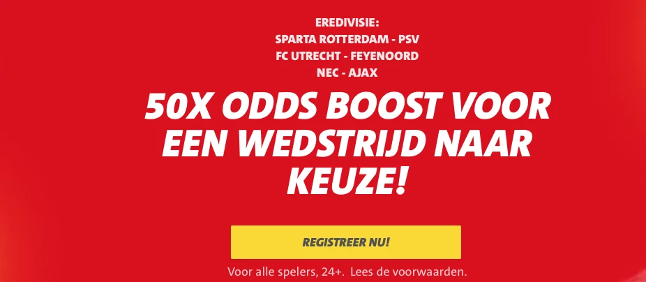 50 keer je inzet als Ajax, PSV of Feyenoord wint