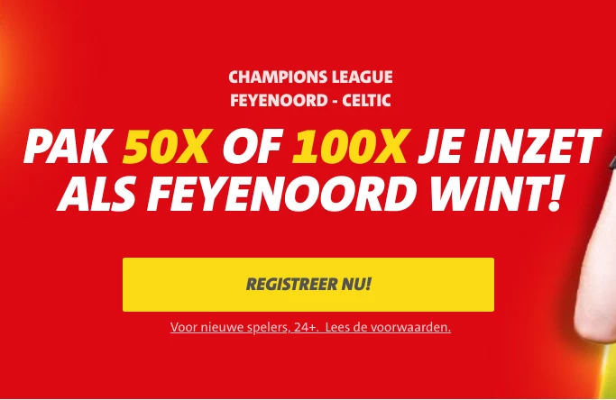 50 of 100 keer je inzet als Feyenoord wint van Celtic