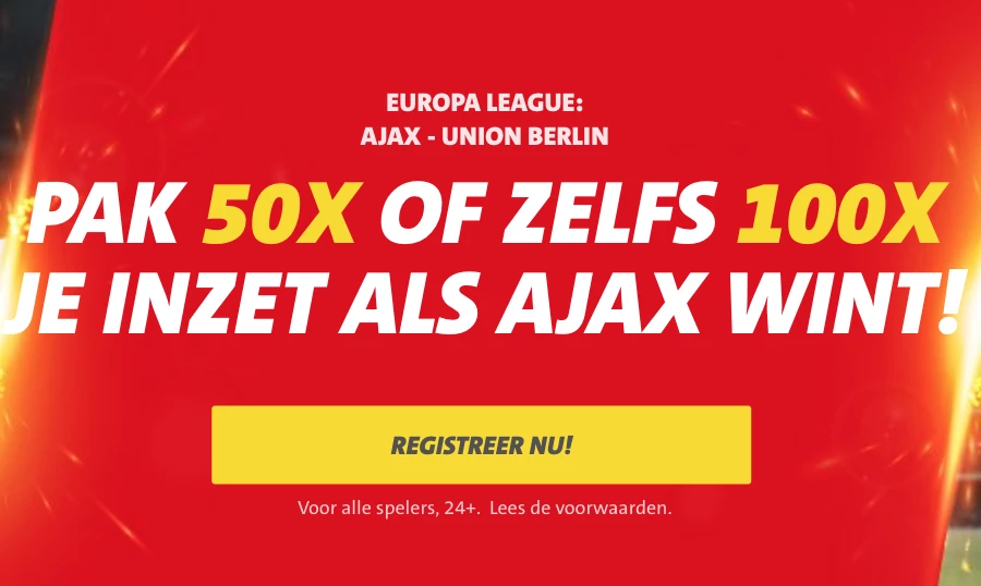 50 of 100 keer je inzet als Ajax wint van Union Berlin