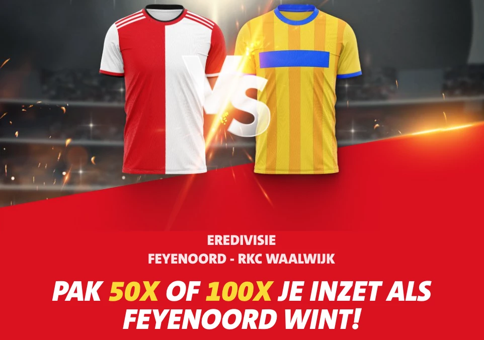 50 of 100x je inzet als Feyenoord wint van RKC